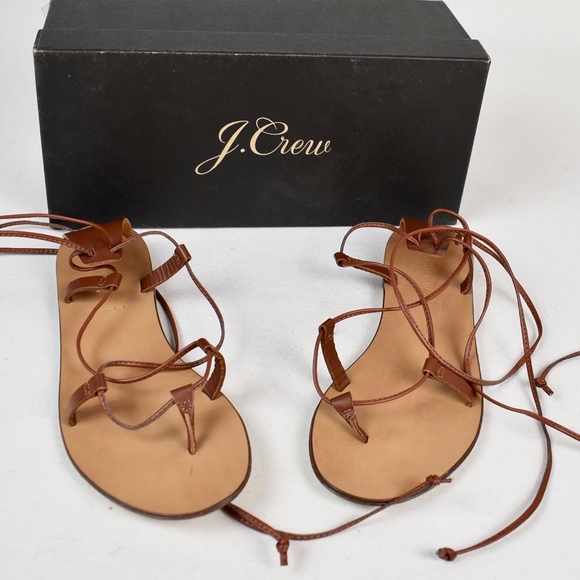 (J. CREW) Brown Leather Lace Up Sandals - Picture 2 of 6